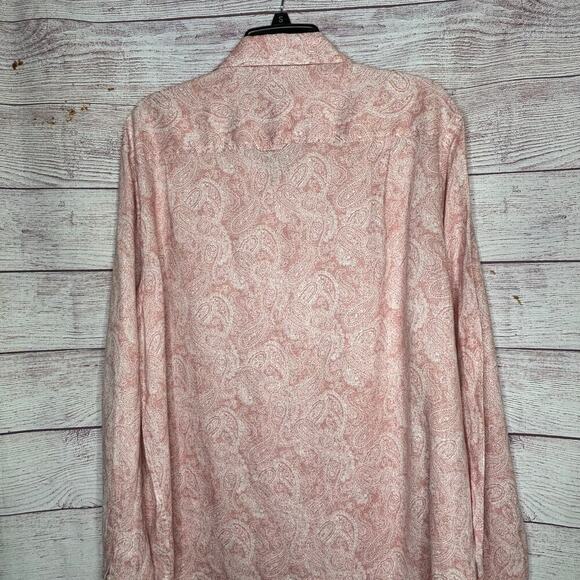 Club Room Luxury 100% Linen Men's Elevated Kona Paisley Button Down Shirt - Picture 8 of 10